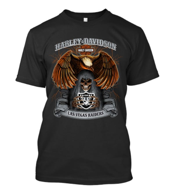 Harley Davidson Raiders Las Vegas Nfl Skeleton Eagle T-Shirt