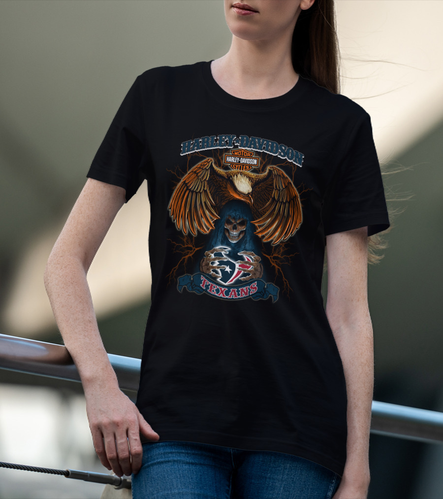 Harley Davidson Texans Nfl Hl01 Skeleton Eagle T-Shirt