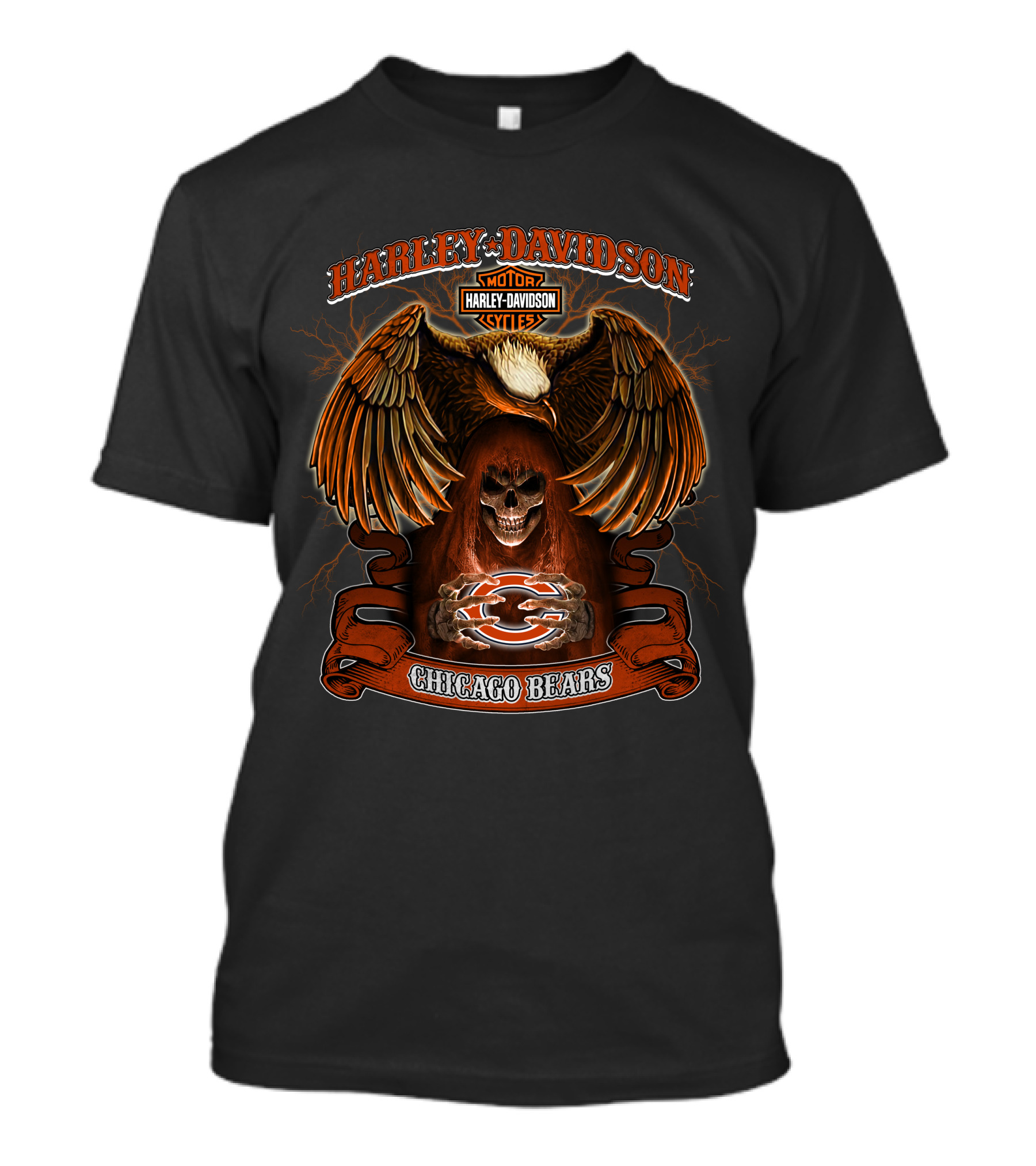 Harley Davidson Chicago Bears Nfl Motor Cycles Eagle T-Shirt