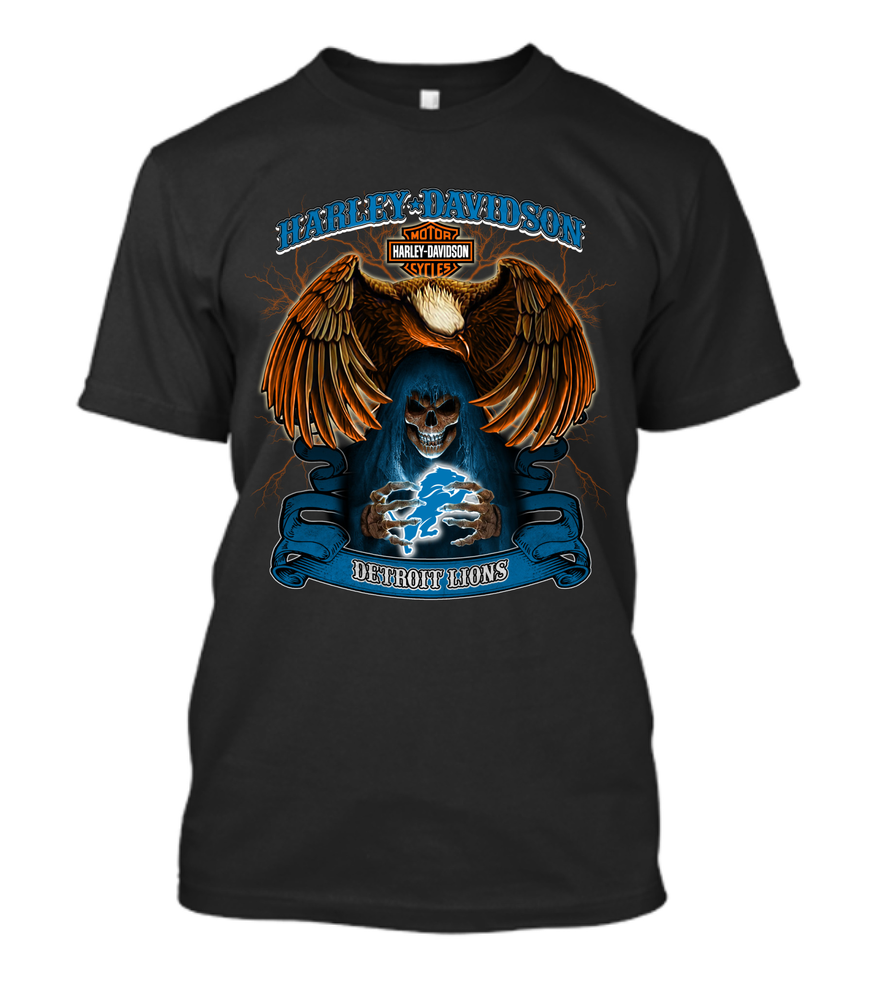 Harley Davidson Motor Cycles Detroit Lions T-Shirt