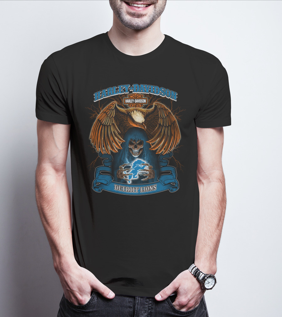 Harley Davidson Motor Cycles Detroit Lions T-Shirt