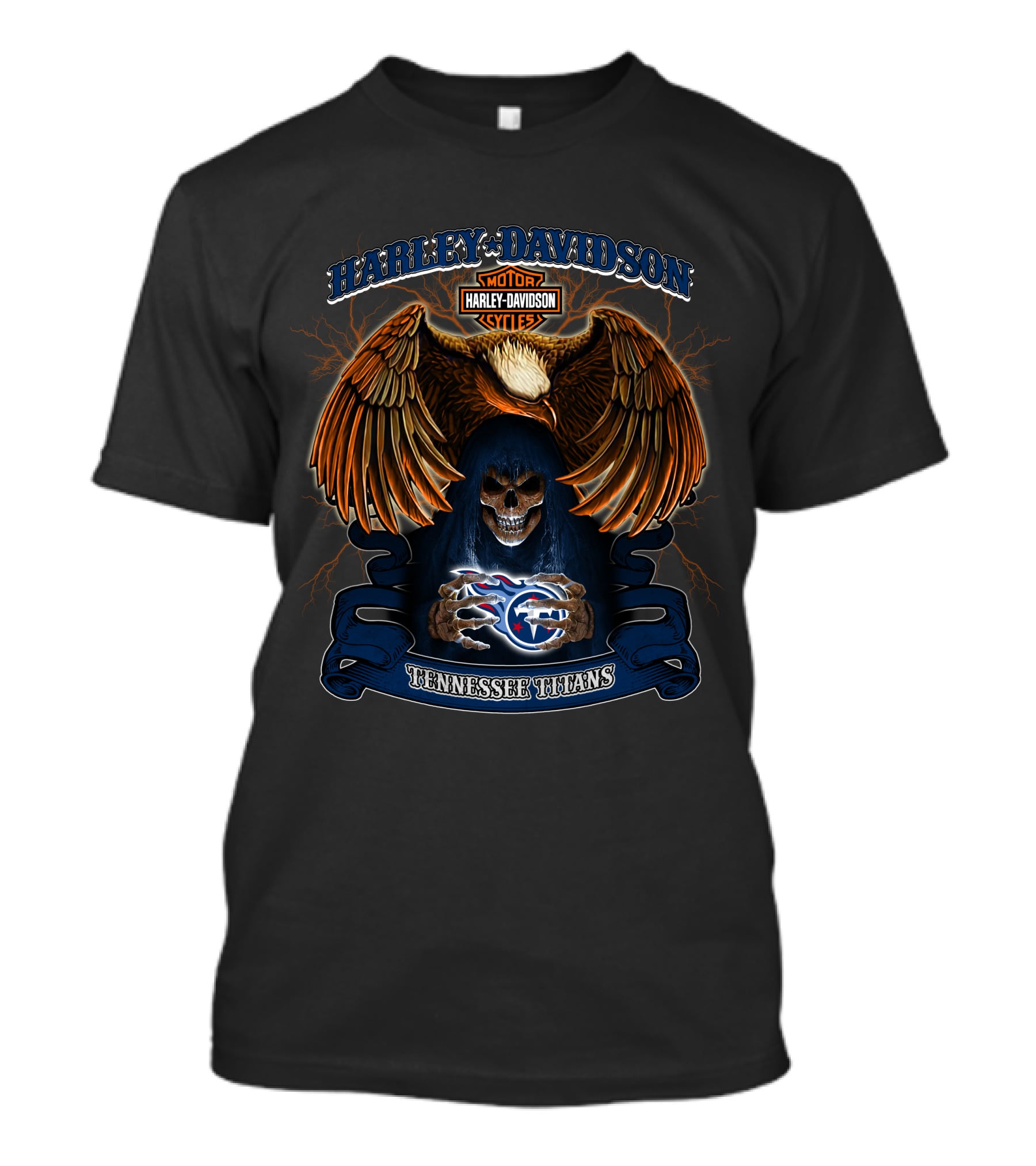 Harley Davidson Motorcycles Tennessee Titans Nfl Eagle Skull T-Shirt
