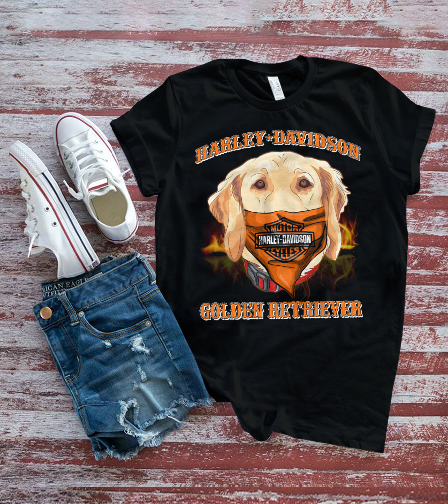 Harley Davidson Golden Retriever Bandana T-Shirt