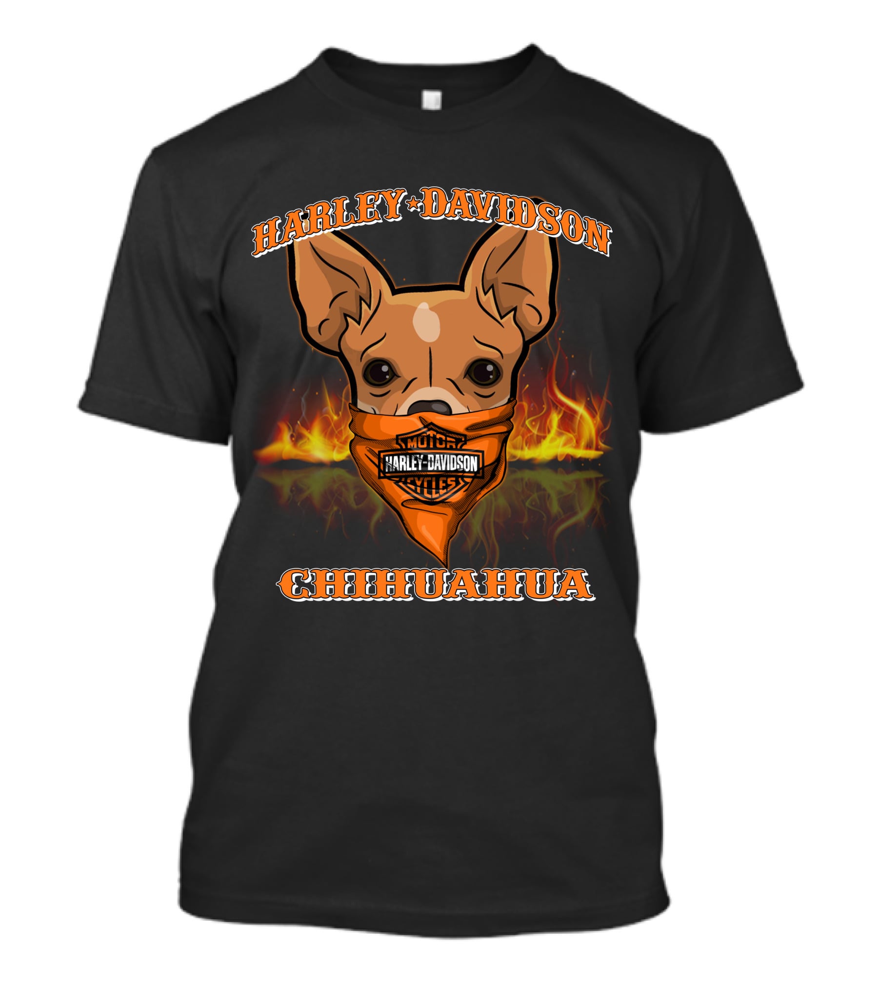 Harley Davidson Motor Cycles Chihuahua Flames T-Shirt
