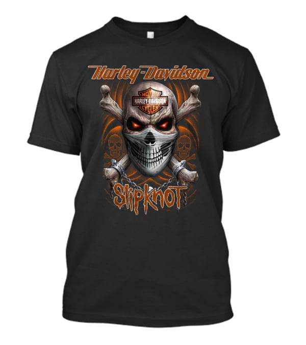 Slipknot Harley Davidson Skull And Crossbones T-Shirt