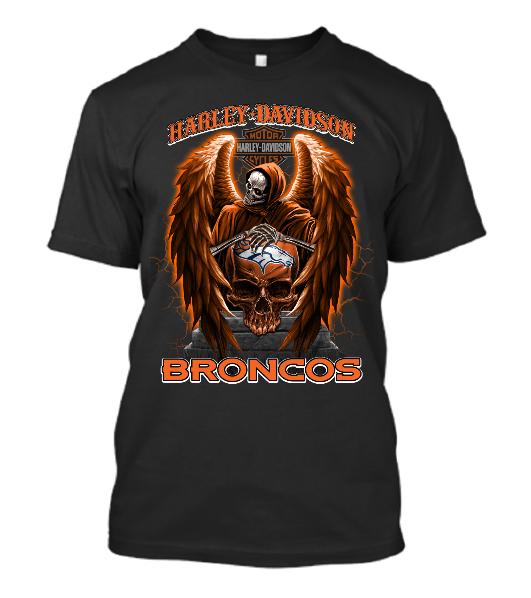 Harley Davidson Motorcycles Broncos Denver Nfl T-Shirt