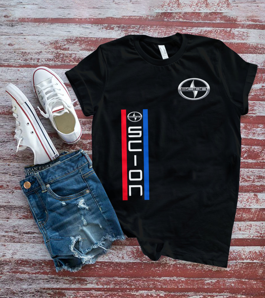 Scion Logo Vertical Red Blue Stripe T-Shirt