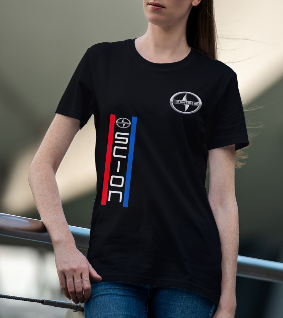 Scion Logo Vertical Red Blue Stripe T-Shirt