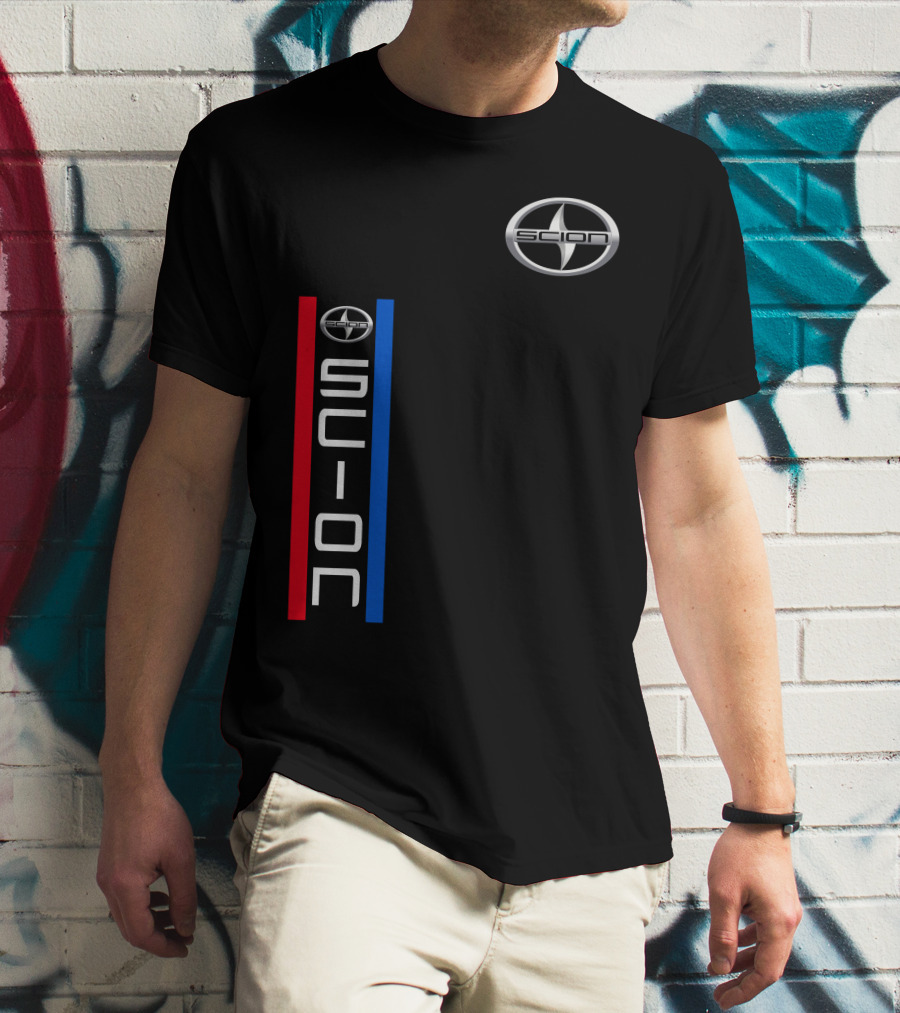 Scion Logo Vertical Red Blue Stripe T-Shirt