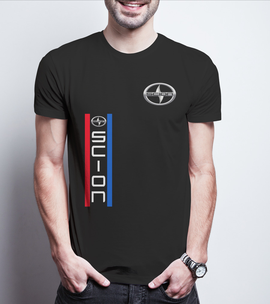 Scion Logo Vertical Red Blue Stripe T-Shirt