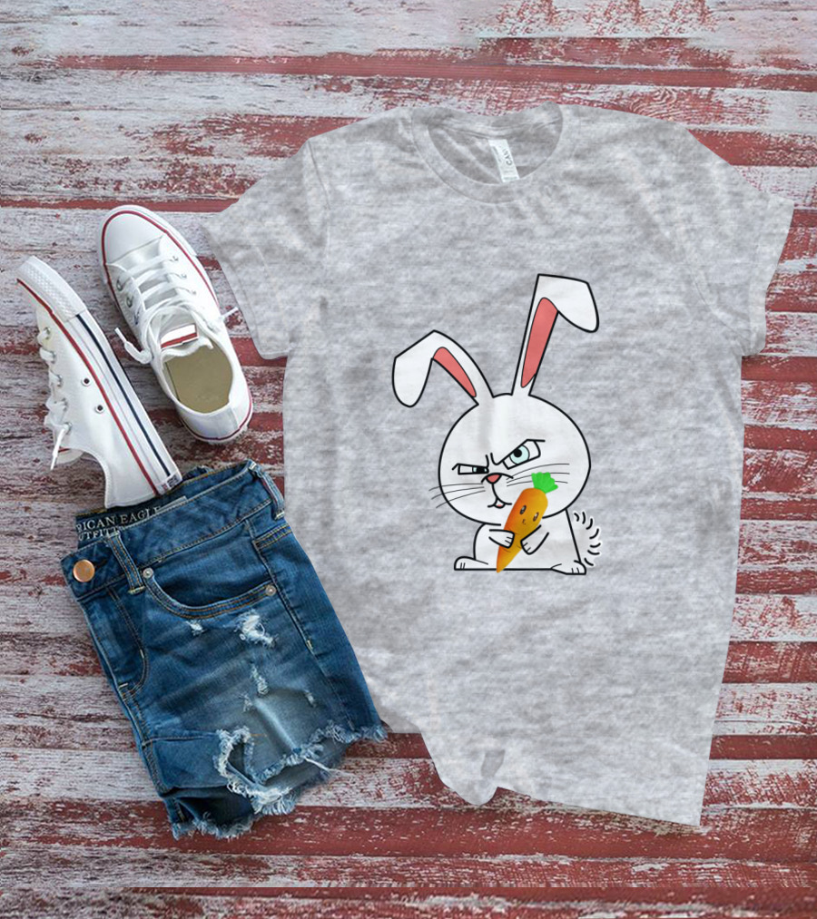 Rabbit Cool Angry Bunny Holding Carrot T-Shirt