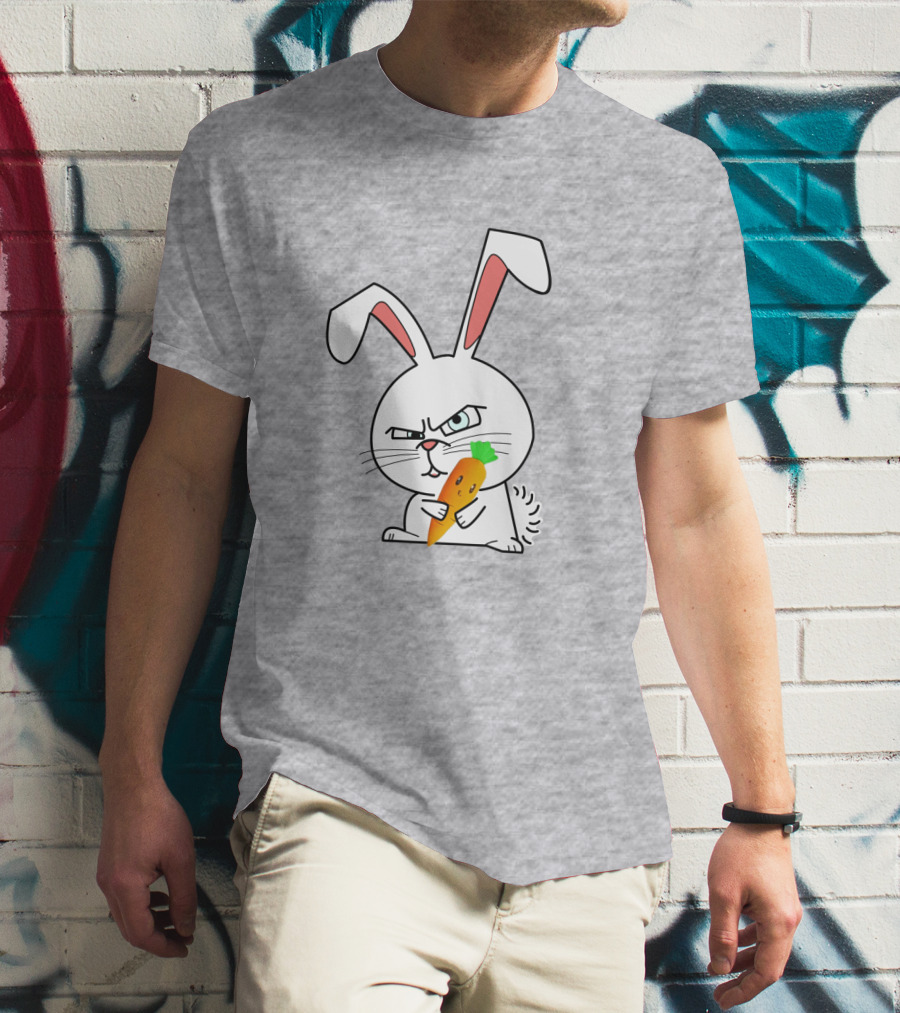 Rabbit Cool Angry Bunny Holding Carrot T-Shirt