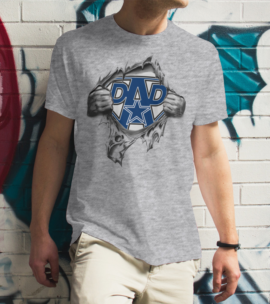 Dallas Cowboys Super Dad Star Burst Dad Logo Rip Torn Hands T-Shirt