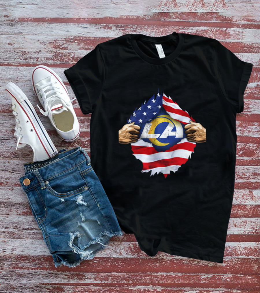 LA Rams American Flag Tear T-Shirt