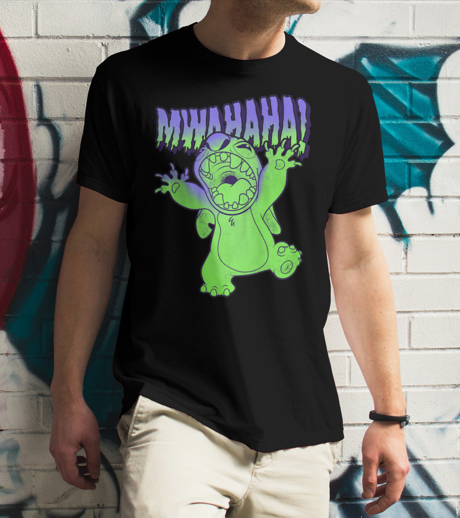 Disney Stitch Halloween Mwahaha Green Glow T-Shirt