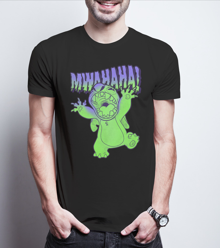 Disney Stitch Halloween Mwahaha Green Glow T-Shirt