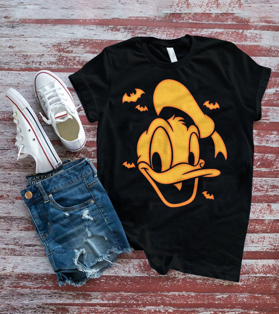 Halloween Donald Duck Carving With Bats T-Shirt
