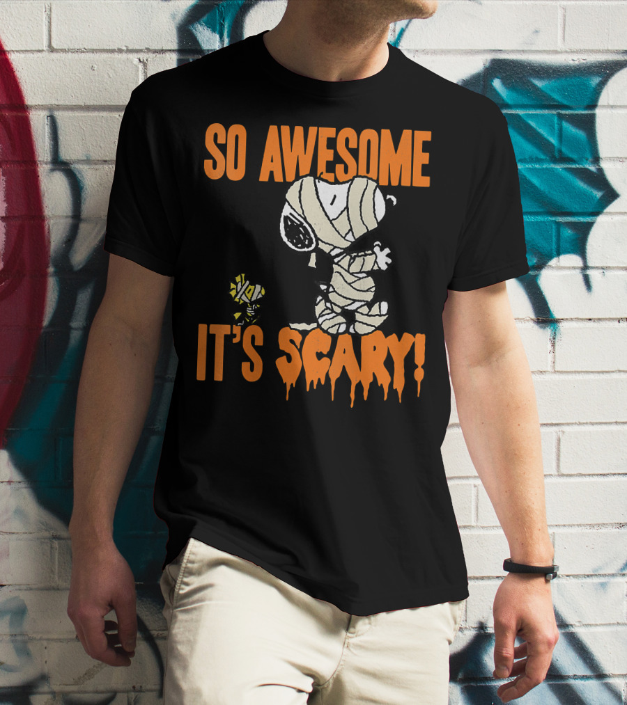 So Awesome It's Scary Halloween Snoopy Mummy T-Shirt