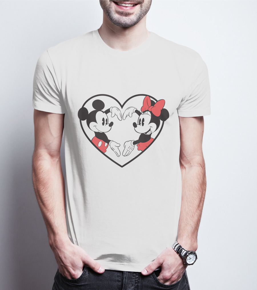 Mickey Minnie Heart Hands Love Gesture Iconic Couple T-Shirt