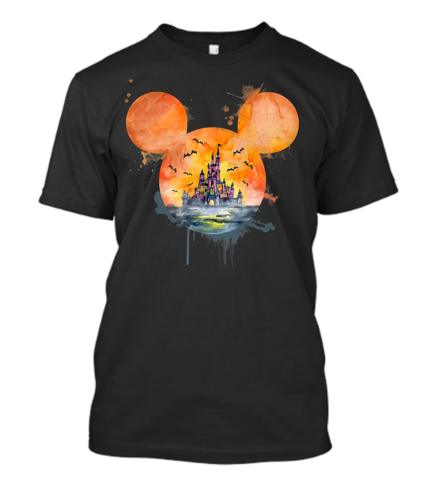 Mickey Ears Halloween Castle With Bats T-Shirt