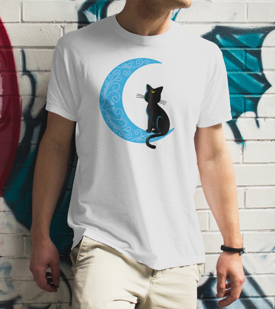 Black Cat Crescent Moon Sailor Guardian T-Shirt
