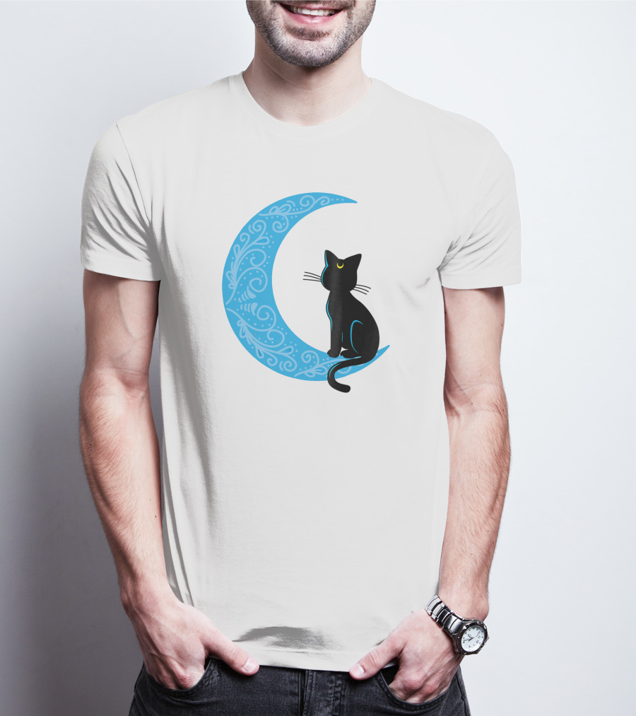Black Cat Crescent Moon Sailor Guardian T-Shirt