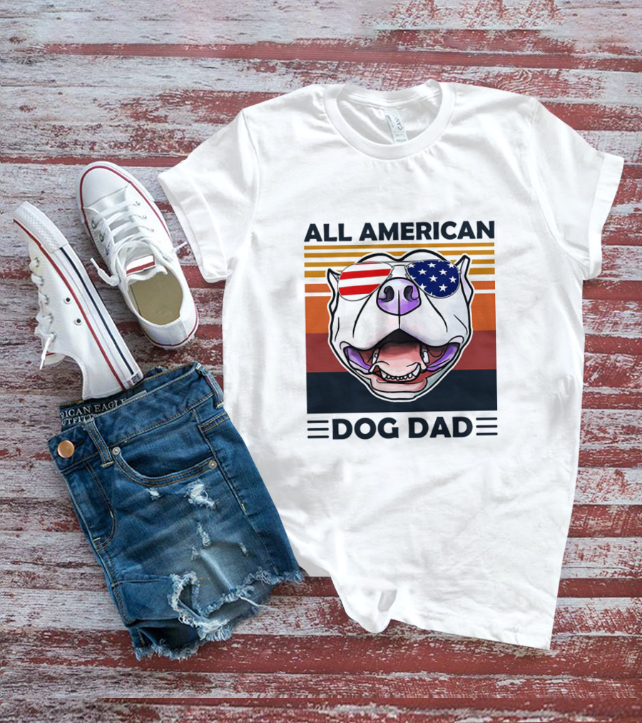 All American Dog Dad Patriotic Pitbull Eyewear T-Shirt