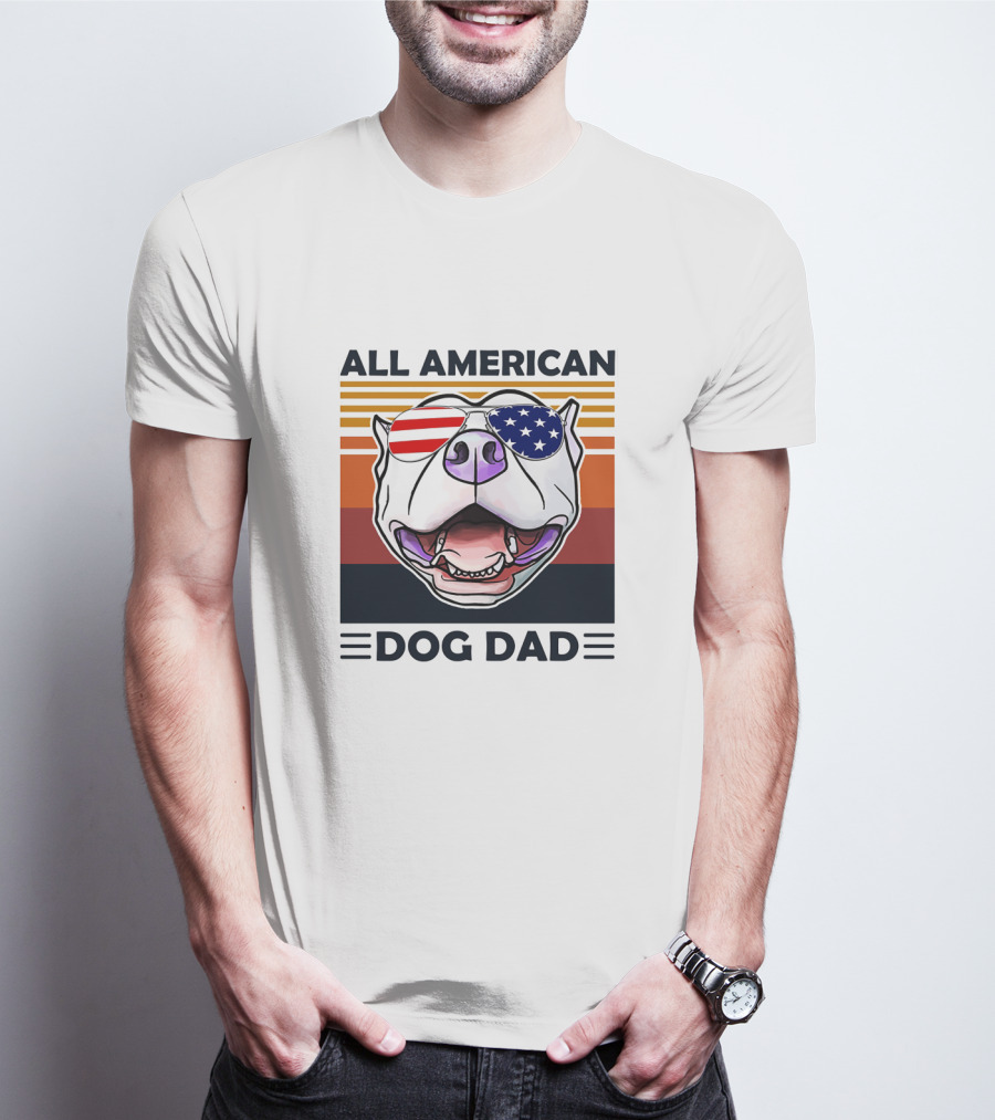All American Dog Dad Patriotic Pitbull Eyewear T-Shirt