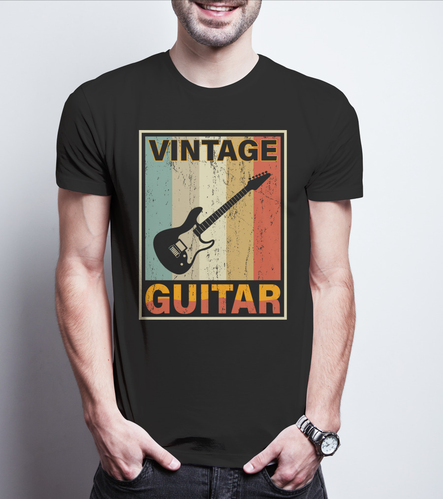 VINTAGE GUITAR RETRO STRIPES ELECTRIC T-Shirt