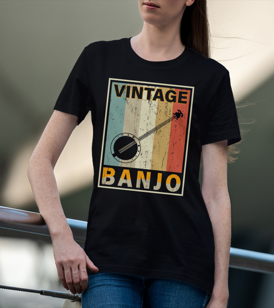 Vintage Banjo Retro Stripes T-Shirt