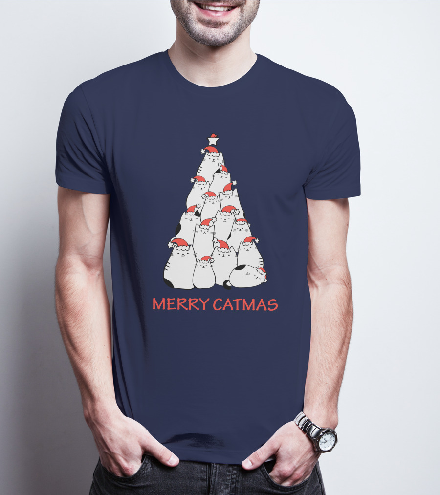 Merry Catmas Funny Cat Love Christmas Tree Cats T-Shirt