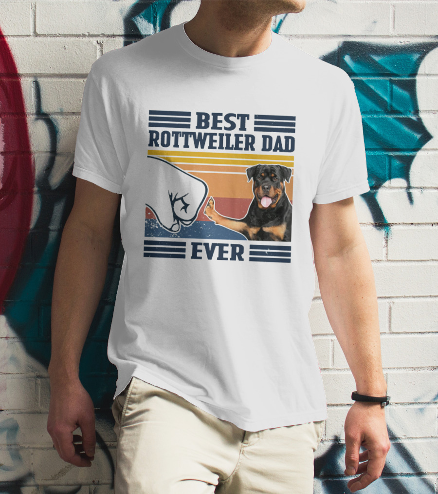 Best Rottweiler Dad Ever Vintage Fist Bump Stripes T-Shirt