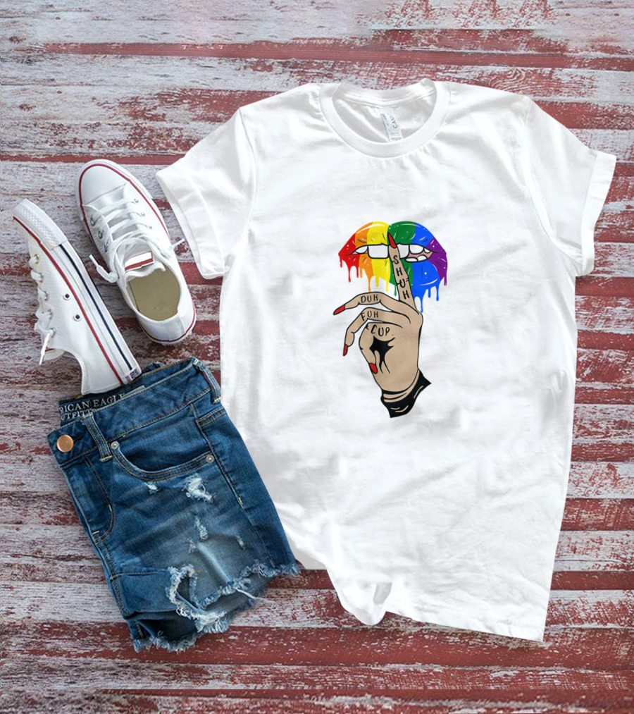 Shuh Duh Fuh Cup Lips Rainbow Dripping Lips T-Shirt