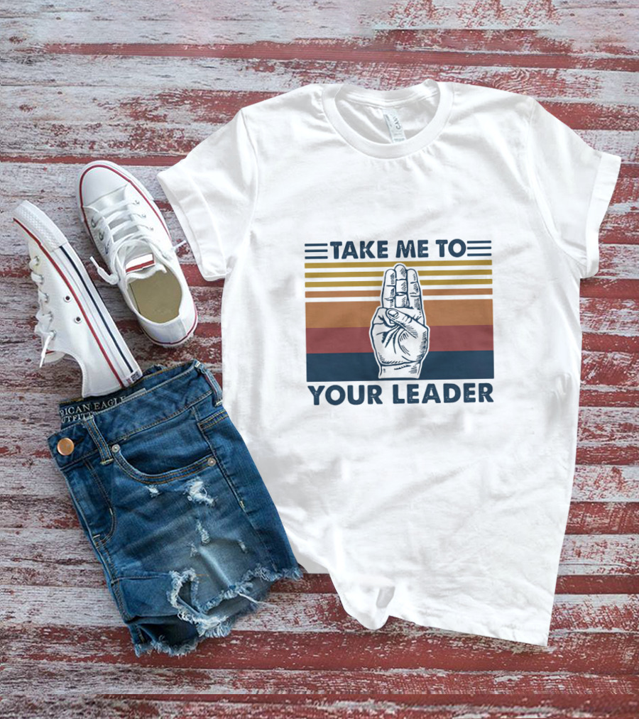 Take Me To Your Leader Retro Scout Hand Signal T-Shirt