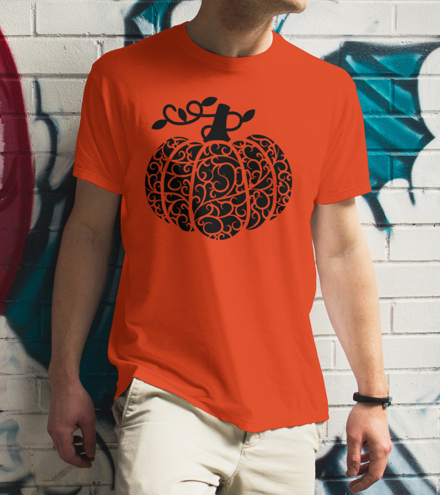 Fall Pumpkin Swirly Pumpkin Women Cute Fall T-Shirt