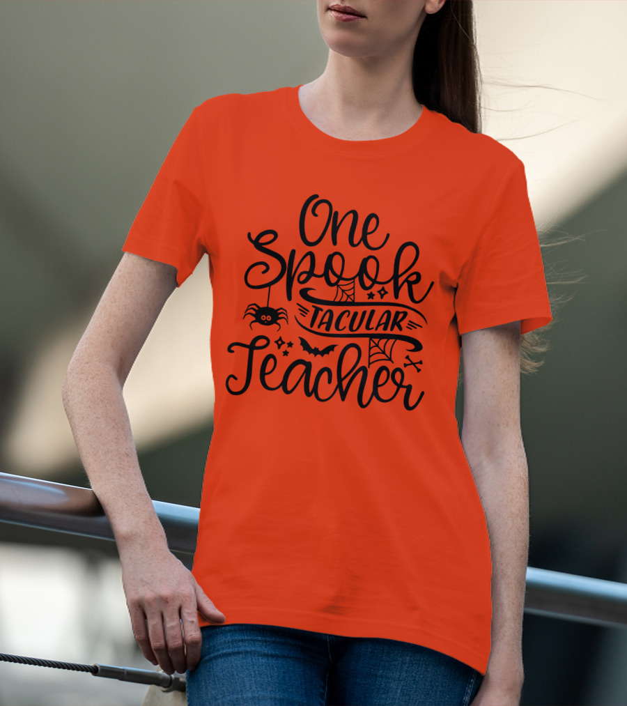 One Spooktacular Teacher Halloween Spider And Bat T-Shirt