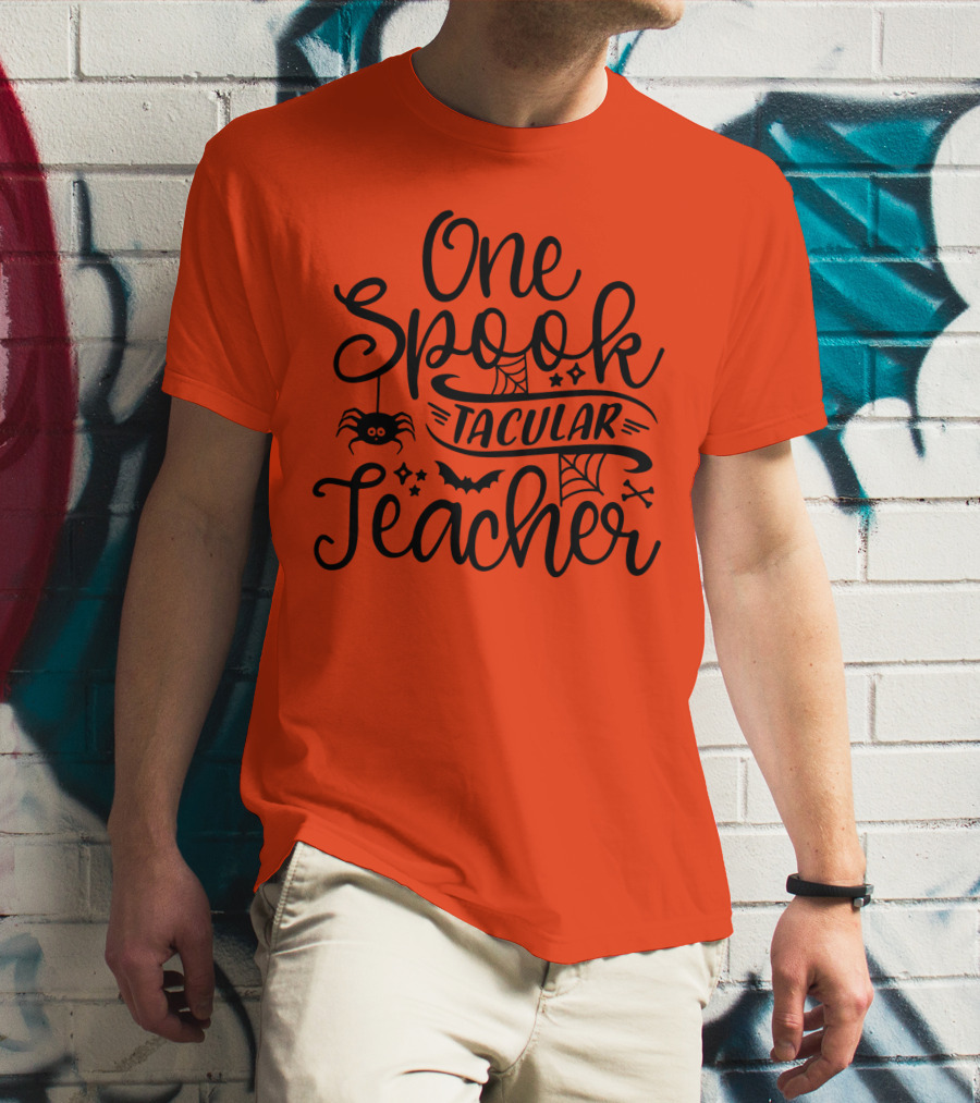 One Spooktacular Teacher Halloween Spider And Bat T-Shirt