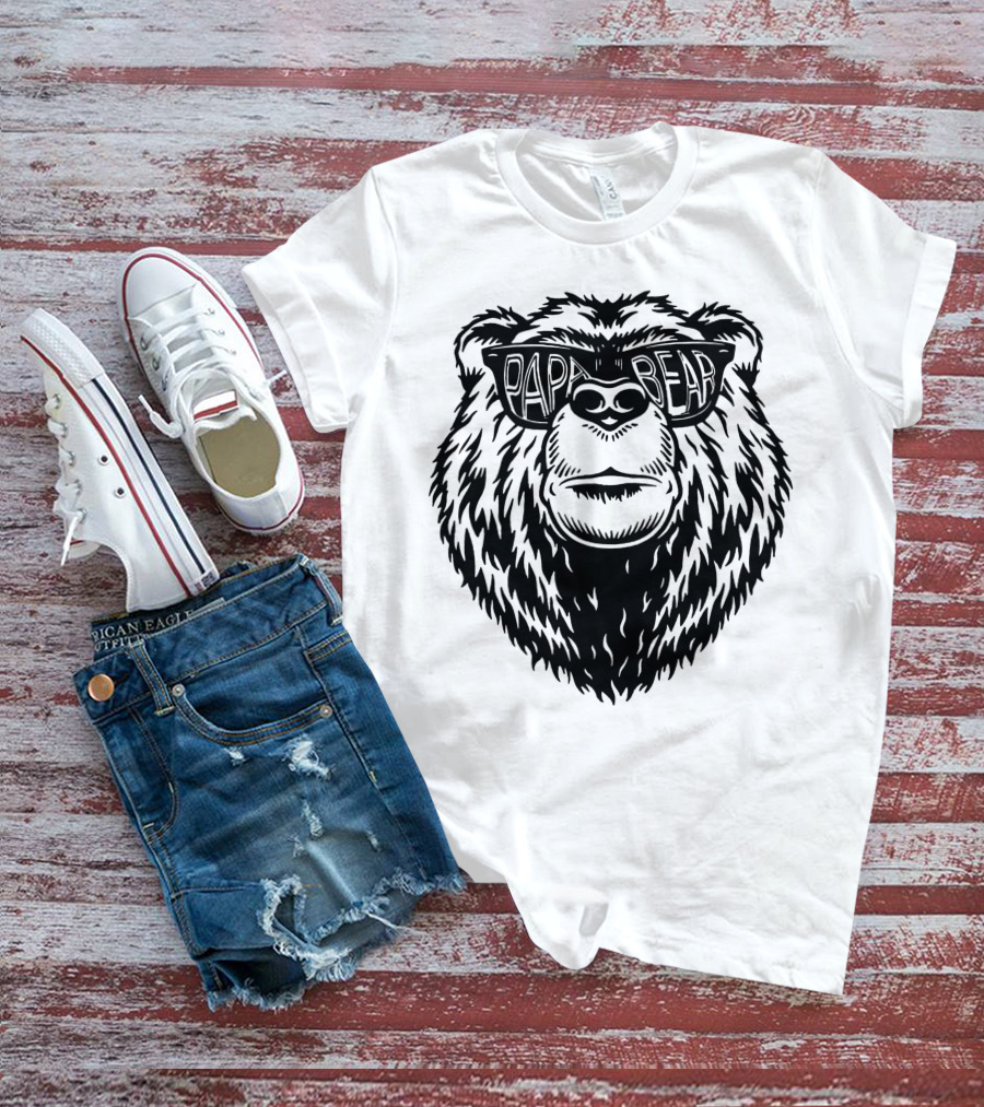Papa Bear Sunglasses Daddy Bear T-Shirt