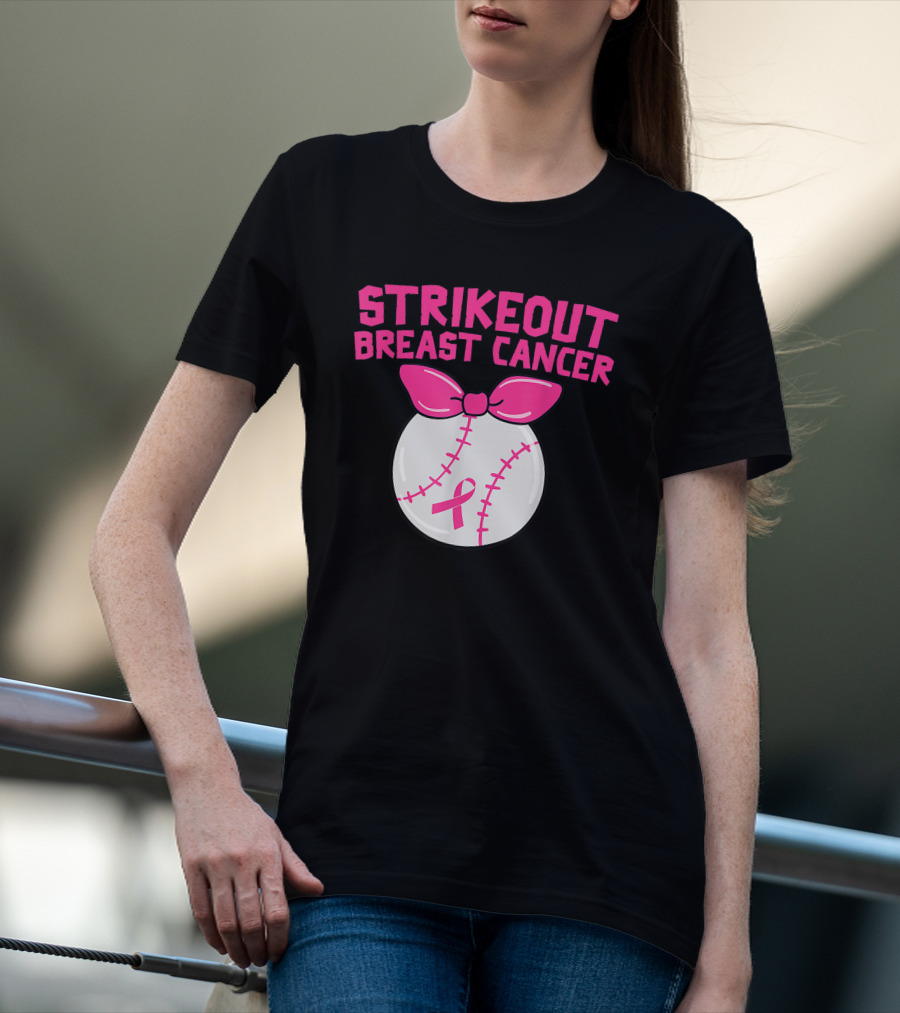 Strikeout Breast Cancer Awareness Baseball Pink T-Shirt