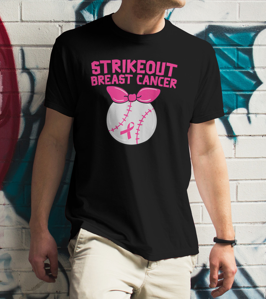 Strikeout Breast Cancer Awareness Baseball Pink T-Shirt
