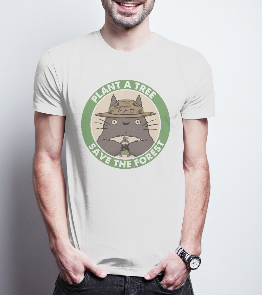 Plant A Tree Save The Forest Totoro Badge T-Shirt