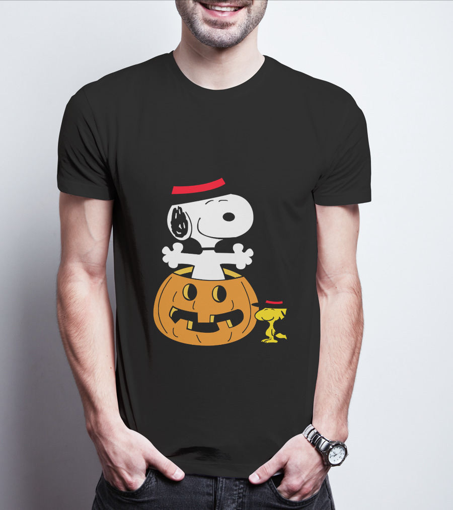 Snoopy Woodstock Halloween Pumpkin Witch Hat T-Shirt