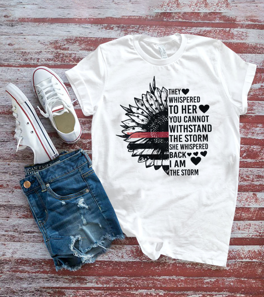 I Am The Storm Sunflower American Flag Veteran T-Shirt