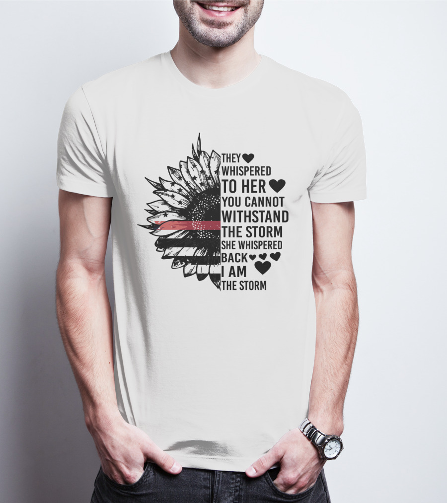 I Am The Storm Sunflower American Flag Veteran T-Shirt