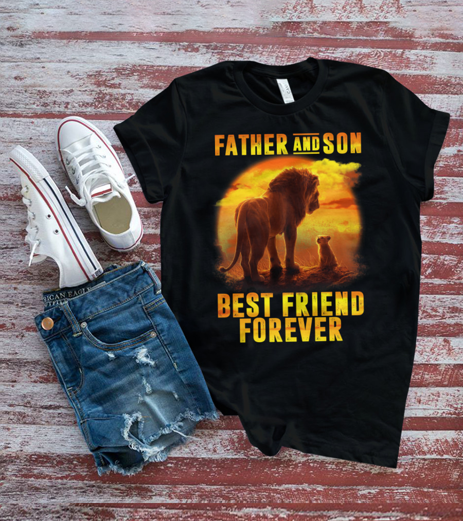 Father And Son Best Friend Forever The Lion King Silhouette Fan T-Shirt