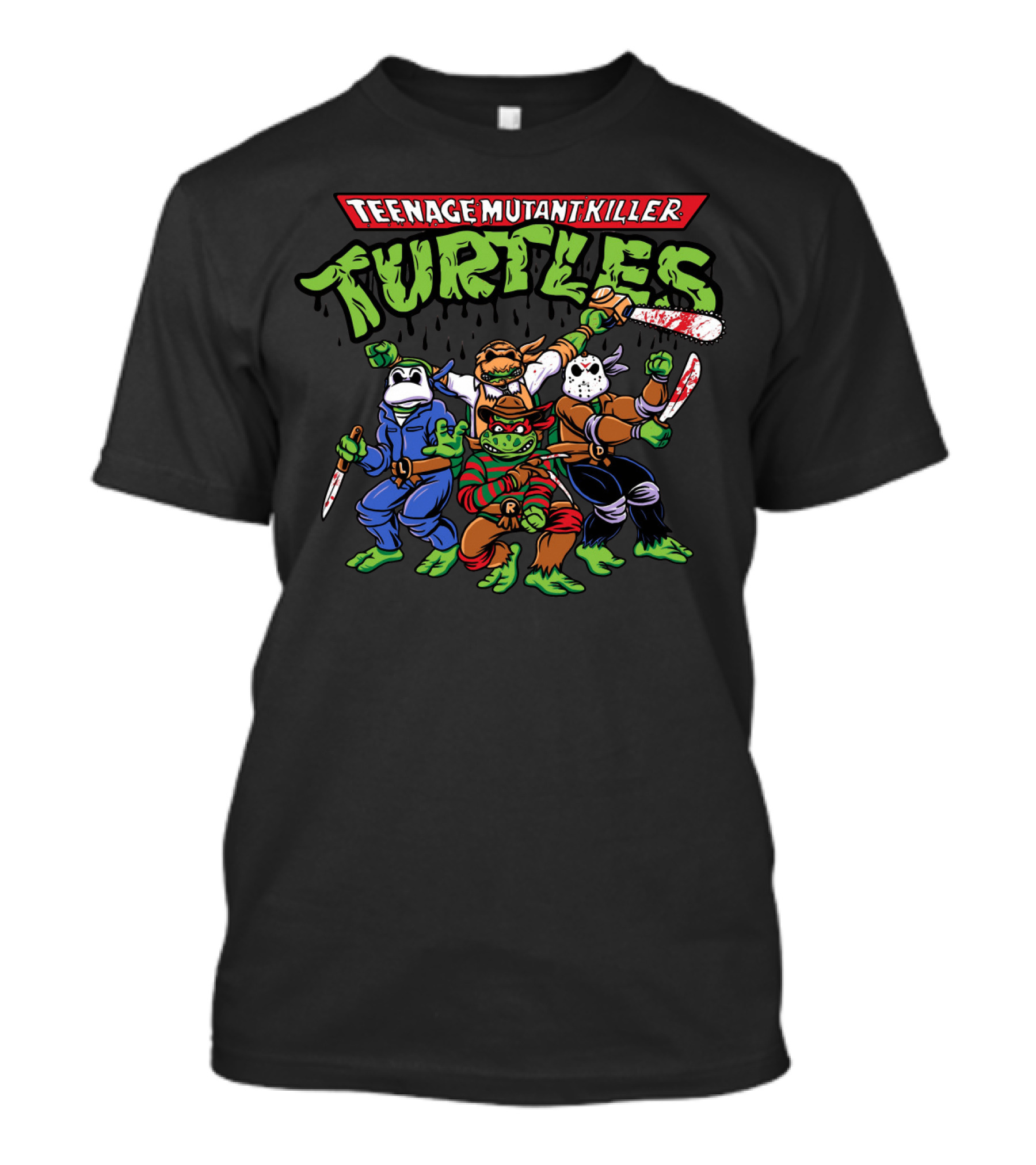 Teenage Mutant Killer Turtles Horror Parody With Slasher Movie Icons T-Shirt