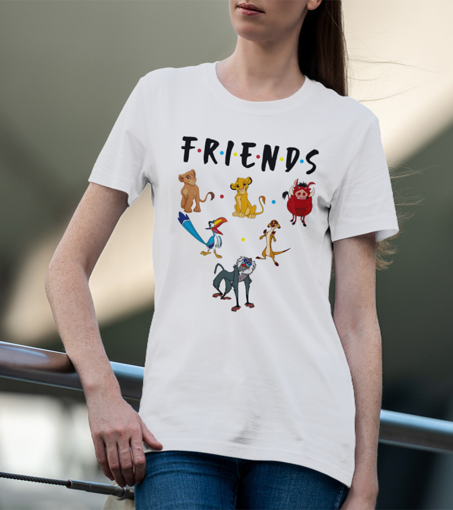 Friends The Lion King Simba Pumbaa Timon Rafiki Zazu Cartoon Characters T-Shirt