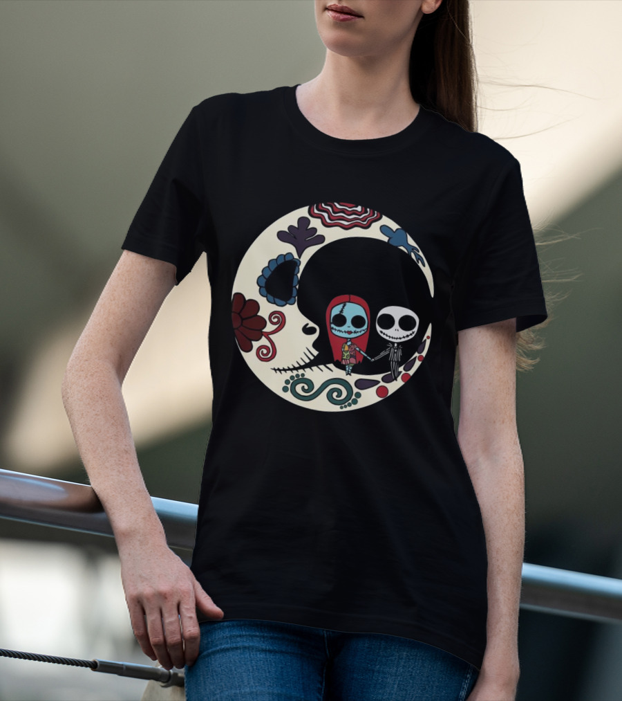 Calavera Moon Jack Skellington Sally Día De Los Muertos T-Shirt
