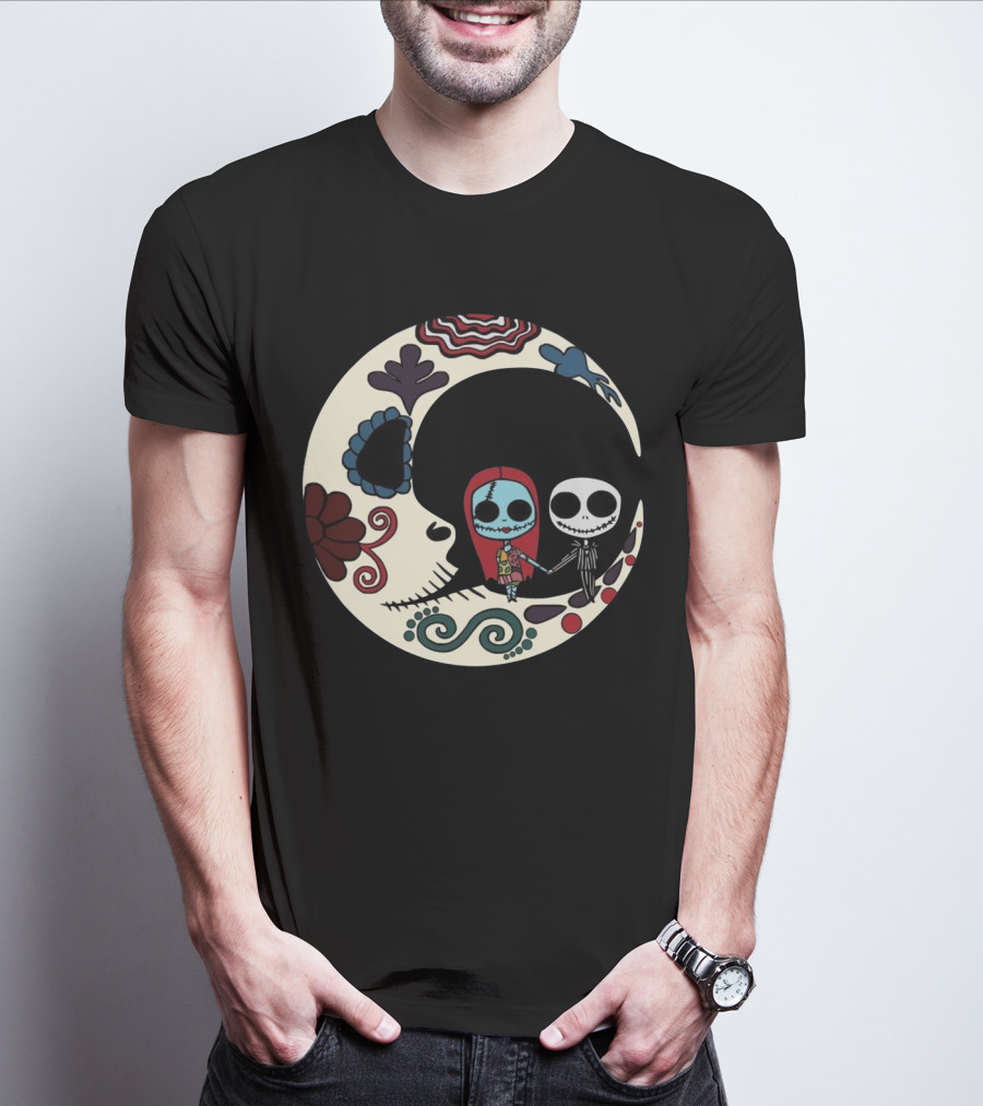 Calavera Moon Jack Skellington Sally Día De Los Muertos T-Shirt