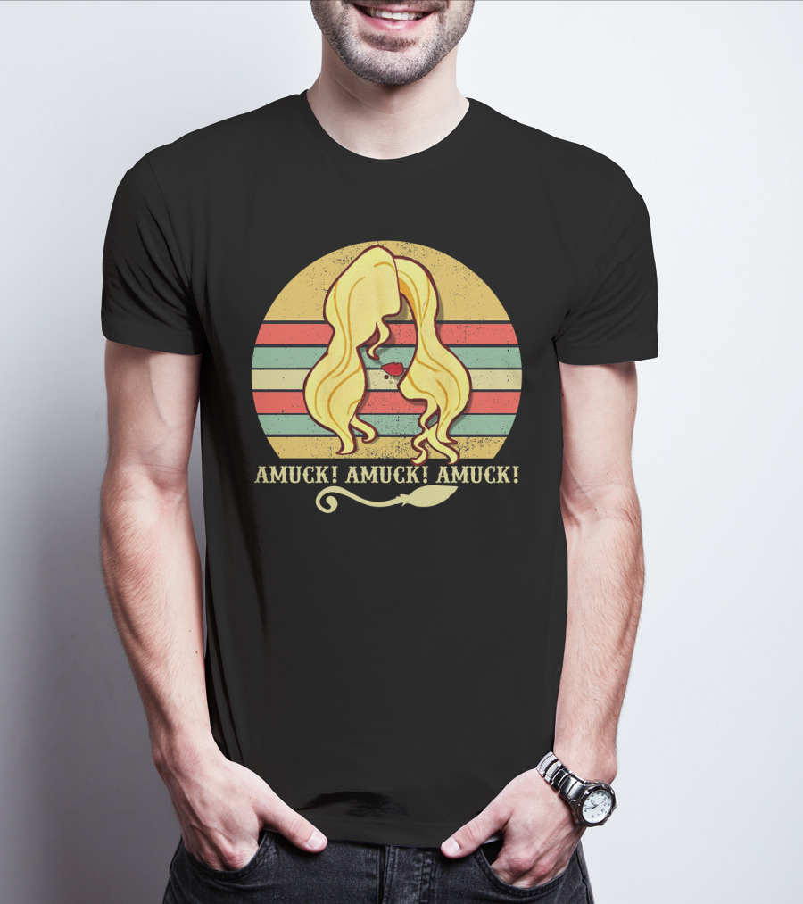 Amuck Amuck Amuck Vintage Sunset Sarah Sanderson Hocus Pocus Witch Silhouette T-Shirt